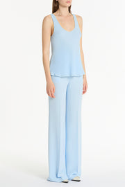 PALE BLUE CREPE LOW WAIST PANT