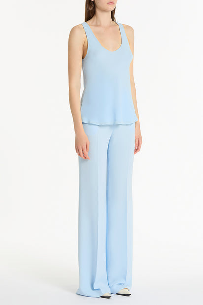 PALE BLUE CREPE LOW WAIST PANT