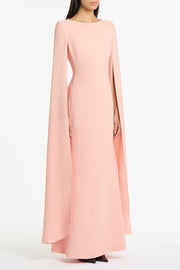PALE ROSE CREPE CELEBRATION SLEEVE GOWN