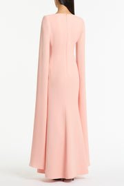 PALE ROSE CREPE CELEBRATION SLEEVE GOWN