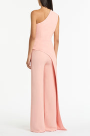 PALE ROSE CREPE ONE SHOULDER LONGLINE TOP