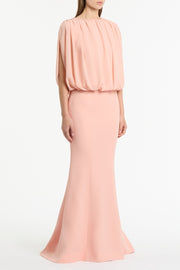 PALE ROSE GEORGETTE GATHERED CAPELET TOP