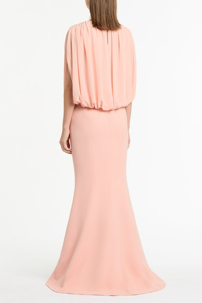 PALE ROSE GEORGETTE GATHERED CAPELET TOP