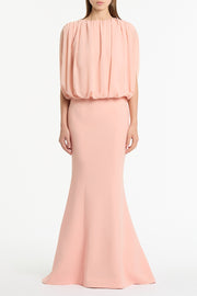 PALE ROSE GEORGETTE GATHERED CAPELET TOP