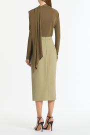 PALM MATTE JERSEY LONG SLEEVE SCARF TOP