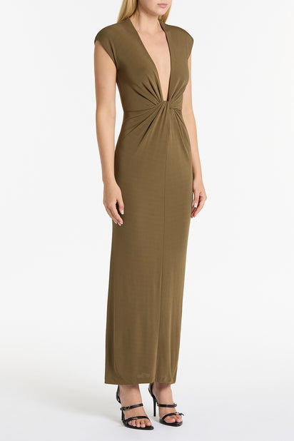 PALM MATTE JERSEY PLUNGE DRESS
