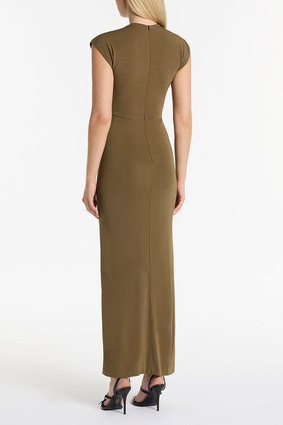 PALM MATTE JERSEY PLUNGE DRESS
