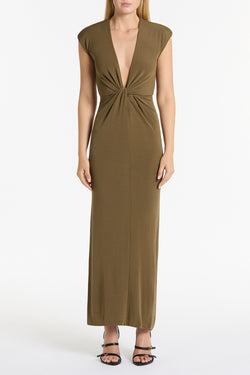 PALM MATTE JERSEY PLUNGE DRESS