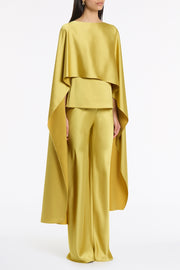 PEAR LUSTRE SATIN LONG CAPE TOP