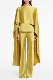 PEAR LUSTRE SATIN LONG CAPE TOP