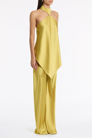 PEAR LUSTRE SATIN NECK DETAIL TOP