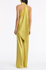 PEAR LUSTRE SATIN NECK DETAIL TOP