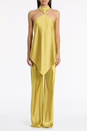 PEAR LUSTRE SATIN NECK DETAIL TOP