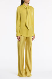 PEAR SILK SATIN GEORGETTE SCARF DETAIL BLOUSE