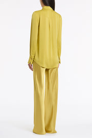 PEAR SILK SATIN GEORGETTE SCARF DETAIL BLOUSE
