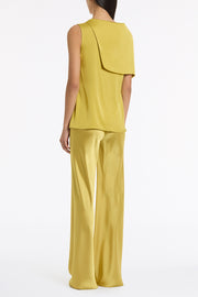 PEAR SILK SATIN GEORGETTE SCARF DETAIL TOP