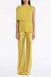 PEAR SILK SATIN GEORGETTE SCARF DETAIL TOP
