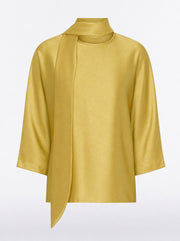 PEAR LUSTRE SATIN TIE NECK BLOUSE