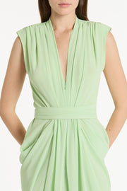 PERIDOT GEORGETTE SLEEVELESS WATERFALL DRESS