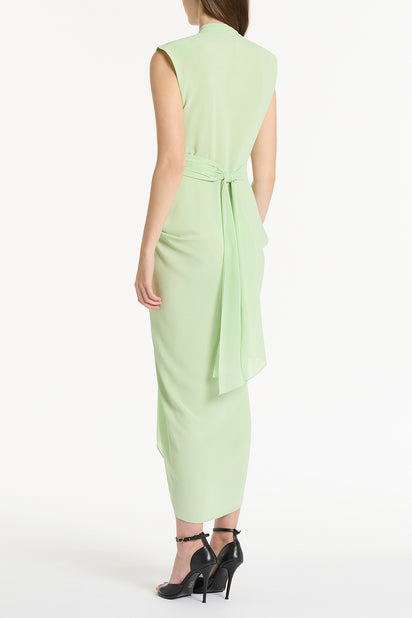 PERIDOT GEORGETTE SLEEVELESS WATERFALL DRESS