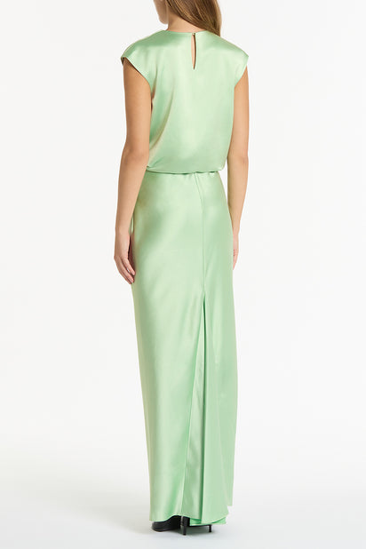 PERIDOT SATIN COWL NECK TOP