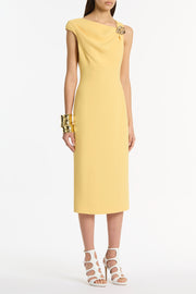 POLLEN CREPE LEAF MIDI DRESS
