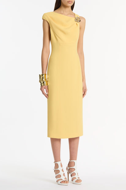 POLLEN CREPE LEAF MIDI DRESS