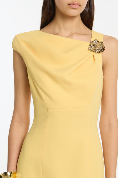 POLLEN CREPE LEAF MIDI DRESS