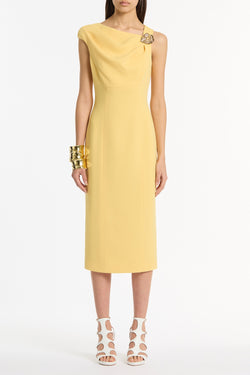 POLLEN CREPE LEAF MIDI DRESS