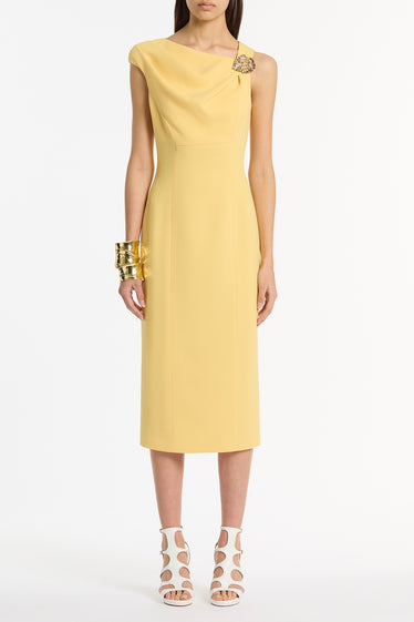 POLLEN CREPE LEAF MIDI DRESS