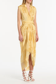 POLLEN DEVORE SLEEVELESS WATERFALL DRESS