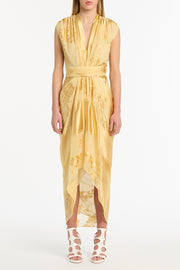 POLLEN DEVORE SLEEVELESS WATERFALL DRESS