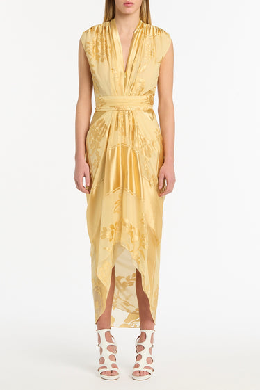 POLLEN DEVORE SLEEVELESS WATERFALL DRESS