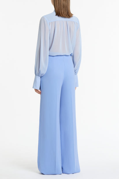 POWDER BLUE GEORGETTE BOW FRONT BLOUSE