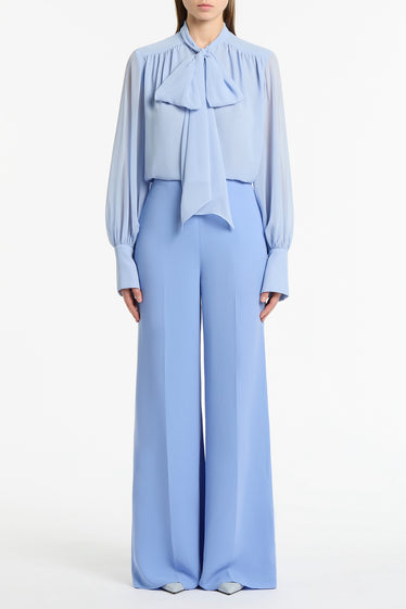 POWDER BLUE GEORGETTE BOW FRONT BLOUSE
