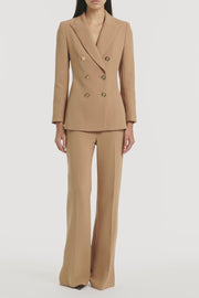 CINNAMON CREPE PEAKED DOUBLE BREASTED JACKET