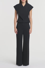 BLACK CREPE LOW WAIST PANT