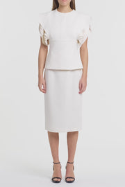 IVORY CREPE PENCIL SKIRT