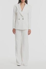 IVORY PINSTRIPE LINEN DOUBLE BREASTED JACKET