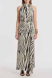 BOLD STRIPE CASCADE DRESS