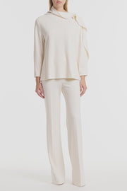 IVORY PONTE SHOULDER DETAIL TOP
