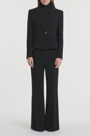 BLACK CREPE SINGLE BREASTED JACKET
