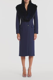 BRIGHT NAVY TIPPED FUR STOLE