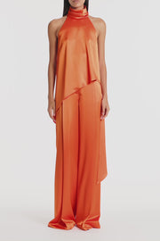 CLEMENTINE SATIN ACETATE DRAPED ASYMMETRIC TOP
