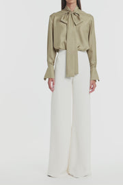 KELP SILK RIBBON COLLAR SHIRT