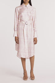 ROSA GRID SILK TWILL RELAXED SHIRT DRESS