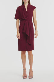 MERLOT ASYMMETRIC DRAPE DRESS