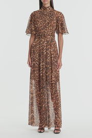 LEOPARD SILK MAXI DRESS