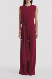 CABERNET CREPE TIE FRONT JUMPSUIT
