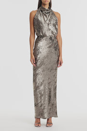 BURNISHED METALLIC BIAS SKIRT